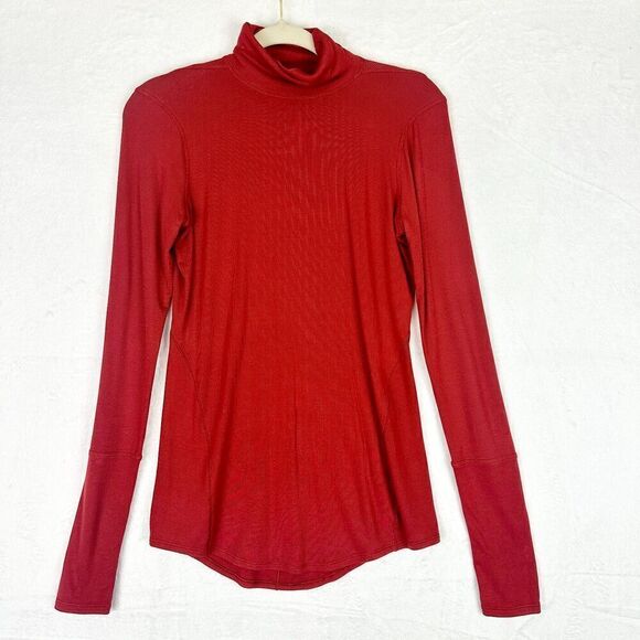 Lululemon Full Day Ahead Turtleneck Size Small Magma Modal Base Layer Athletic - Picture 1 of 4